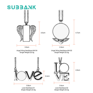 서브 뱅크 승화 사진 금속 가제트 목걸이 원형 천사 날개 펜던트 승화 목걸이 블랭크 - Product Image 4