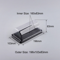 Boîte d'emballage rectangulaire en PET transparent écologique 196x103x83mm jetable pour chocolat, bonbons, sushis, pâtisseries, desserts, pain