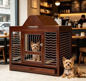 Gabbia per Cani con Piatto in Legno e Telaio in Metallo, Box per Cani per Uso Domestico, Vendita all'Ingrosso - Product Image 1
