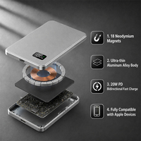 5000mAh Magnetische Powerbank Kabelloses Laden 20W PD Schnellladung Aluminium 8,5mm Ultra Slim Großhandel OEM/ODM B2B