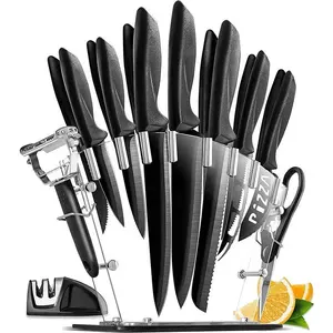 Немецкий набор кухонных ножей из высокоуглеродистой нержавеющей стали, 6 зубчатых ножей для стейка, ножницы с акриловой подставкой