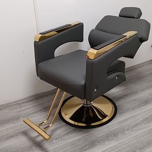 Chaise de barbier professionnelle entièrement noire, inclinable, ergonomique, réglable en hauteur, robuste, pour salons de beauté, en promotion - Product Image 4