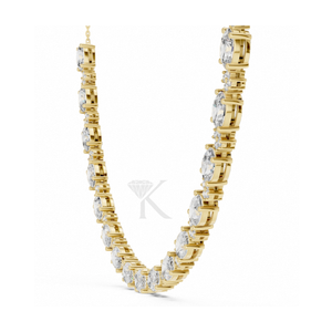 Collar de tenis con diamantes ovalados y redondos alternados, de oro amarillo, estilo choker, inspiración vintage, joyería fina para aniversario - Product Image 1