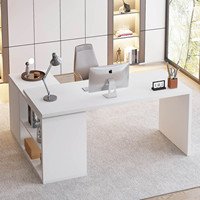 Escritorio de Oficina en Forma de L con Estante de Almacenamiento, Muebles de Oficina en Madera MDF de Diseño Personalizado, Escritorio de Computadora para Juegos