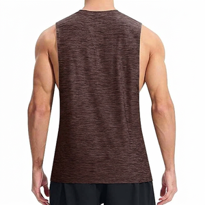 Débardeur sans manches gris pour homme, col rond, séchage rapide, tricoté, uni, décontracté, pour l'entraînement - Product Image 4