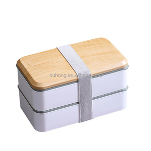 Popular Custom Double Layer Black Plastic Bento Box Pp Food Container Lunch Box Leakproof With Bundled Cutlery Set Microwave Use