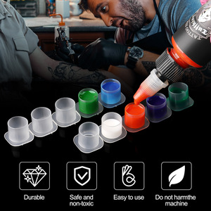 Gobelets en plastique pour encre de maquillage semi-permanent Tuffking, bols d'entraînement pour tatouage, outils pour teinture des sourcils et des lèvres, lot de 10 pièces. - Product Image 5