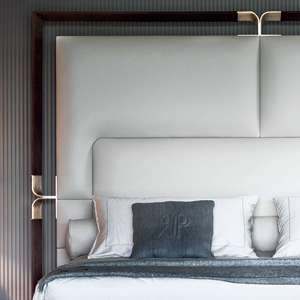 Muebles <span class=keywords><strong>de</strong></span> Dormitorio Modernos <span class=keywords><strong>de</strong></span> Lujo, Cama Italiana King Size, Juego <span class=keywords><strong>de</strong></span> Cama <span class=keywords><strong>de</strong></span> Cuero con Cabecera - Product Image 4