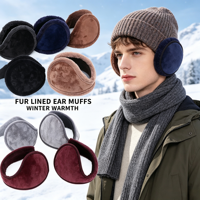Orejeras Térmicas de Piel Sintética para Hombre, Ajustables Detrás de la Cabeza, Protección Auditiva para Deportes al Aire Libre en Invierno