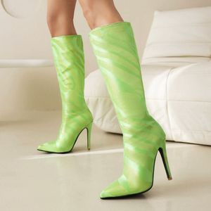 Nouvelles bottes pour femmes en matériau innovant, chaussures d'hiver et d'automne, bottes à talons hauts pour femmes, chaussures pour femmes - Product Image 3
