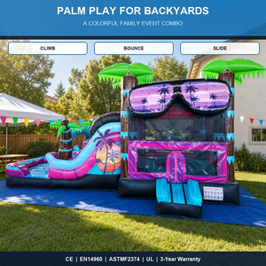 <span class=keywords><strong>Château</strong></span> gonflable avec toboggan, thème palmier tropical, respectueux <span class=keywords><strong>de</strong></span> l'environnement, certifié CE, garantie 3 ans, location pour fêtes d'enfants - Product Image 3