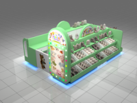Kiosques en bois personnalisés pour jouets, gondoles tendance pour poupées, présentoirs LED, mobilier commercial pour jouets d'enfants pour centres commerciaux et boutiques avec tiroirs