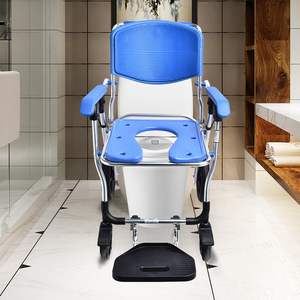 Wei Yikang Wheeled Care <b>Commode</b> Chair Aluminum Alloy Blue Folding <b>Portable</b> Toilet For Disabled Persons - Product Image 3