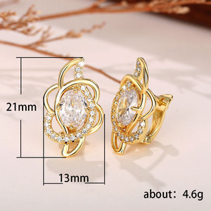 D Shape Floral Huggie Earrings for Women Sparkling Flower Ear Cuff Daily Fashion Jewelry - Product Image 5
