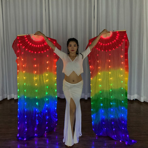 Set di Ventagli in Seta Lunga con <span class=keywords><strong>Luci</strong></span> <span class=keywords><strong>LED</strong></span> a Cinque Colori Arcobaleno per Danza del Ventre, Taglia Unica, Accessori per Spettacoli - Product Image 1