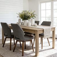 Table à manger rustique en chêne de 70 pouces avec plateau de 1,18 pouce d'épaisseur, capacité de 400 livres et pieds carrés robustes pour salle à manger.