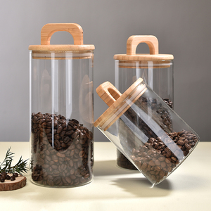 <span class=keywords><strong>Barattoli</strong></span> in Vetro con Collo Largo per Conservazione Alimenti e Contenitori da <span class=keywords><strong>Cucina</strong></span> con Coperchio Ermetico in Legno - Product Image 2