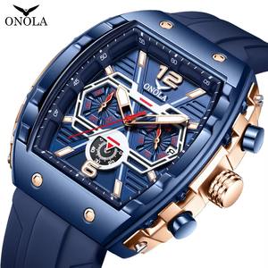 Drioshipping Big Dial Watch for Men Hot Sale Sport Silicone Strap Multifunction <b>Chronograph</b> Quart Watches Mens Clock - Product Image 1