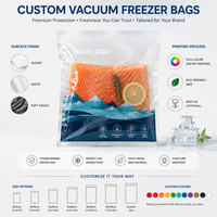 Op maat gemaakte geprägte nylon vacuümzakken PA PE 7-laags, food grade, hittebestendig, vochtbestendig, vriesbestendig voor vlees en vis, 8x12, 10x15