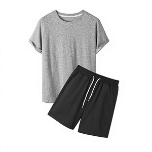 Custom <b>Black</b> Solid Spandex/Polyester Soft Shell T-Shirt Shorts Set <b>Boys</b> Casual Two-Piece Outfit Knitted Fabric Short Sleeve - Product Image 4
