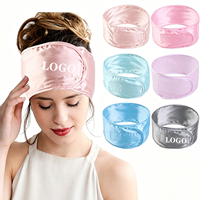 Bandeau en satin doux personnalisé avec logo, ajustable pour dormir, antidérapant, pour le soin de la peau et le lavage du visage