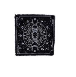 Fait à la main de qualité supérieure noir argent céleste phases de lune Tarot tissu spirituel imprimé autel tissu couverture de Table sorcellerie - Product Image 1