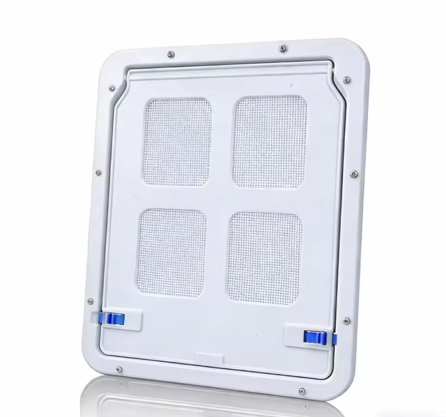 Pet Screen Door Plastic Square Anti Bite Window Mesh with Blue Latches Screw Fixed for Dogs Cats 2 Sizes