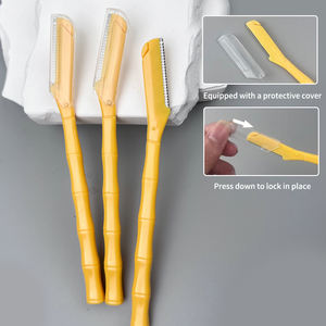 10 шт. оптом, на заказ, с логотипом, цветные, из нержавеющей стали, бритвы для бровей, долговечные, безопасные, безболезненные, точные - Product Image 4