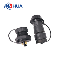 AHUA 2Pin Assembly Male Female Circle Cable Connector 15A DC Power Plug M16 Wire to Wire Docking Waterproof IP68 Jack/Joint