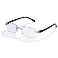 Lunettes de lecture bifocales sans monture anti-lumière bleue à découpe diamantée, universelles, pour presbytie, pour hommes et femmes, modèle 2025 – Prix abordable