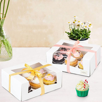 Boîte à gâteau rose jetable écologique avec fenêtre transparente, gaufrage et pelliculage mat, taille personnalisable – Offre Spéciale