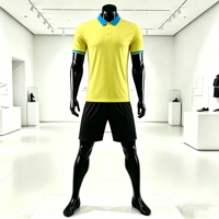Ensemble Maillot et Short de Football Personnalisé Jaune à Col Polo – Tenue de Football Personnalisée en Gros 100% Polyester Imprimé par Transfert Thermique