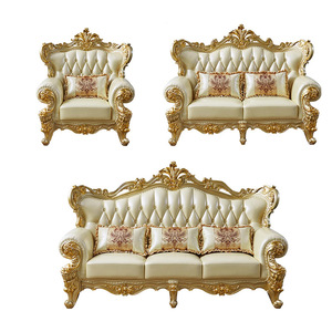 Royal Luxury แบบนอร์ดิกวิลลาห้องนั่งเล่นโซฟาเฟอร์แชมเปญทอง tufted กรอบโลหะโซฟาแกะสลัก123เฟอร์นิเจอร์รวม - Product Image 5