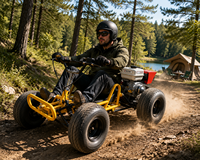 Kart tout-terrain pour adultes avec moteur puissant de 212 cm3, transmission intégrale et système de suspension pour les courses en plein air