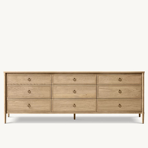<span class=keywords><strong>Commode</strong></span> RH FRANCOIS à 9 tiroirs, <span class=keywords><strong>commode</strong></span> en bois clair avec un design à trois colonnes et des pieds effilés, armoire de rangement moderne - Product Image 4