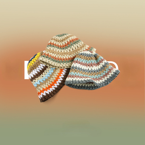 Sọc mũ rơm Mũ mặt trời người phụ nữ bãi biển Kỳ nghỉ cô gái Crochet xô <span class=keywords><strong>hat</strong></span> cổ cầu vồng Gradient tương phản màu sắc mùa hè giấy - Product Image 3