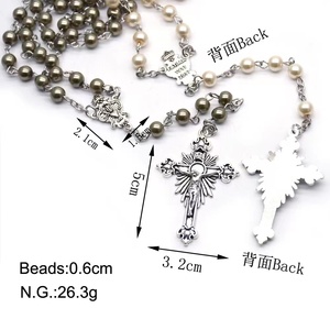 Prières catholiques 6mm perles de verre <span class=keywords><strong>avec</strong></span> vierge <span class=keywords><strong>marie</strong></span> jésus croix femmes religieuses collier chapelet bijoux - Product Image 3