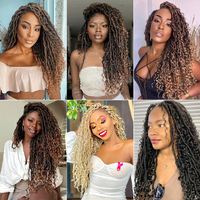 Extensions de Cheveux au Crochet River Locs, Bouclés, 18 Pouces, 24 Brins, Faux Locs Ombrés, Synthétiques pour Tresses, Locs Déesse