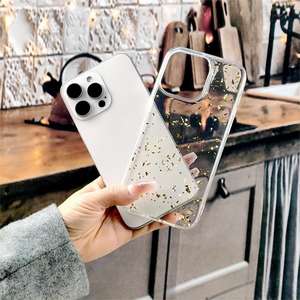 Coque de téléphone adaptée à l'iPhone 16 Pro Max, résine avec feuille d'or transparente, coque de téléphone antichoc à couverture intégrale - Product Image 5