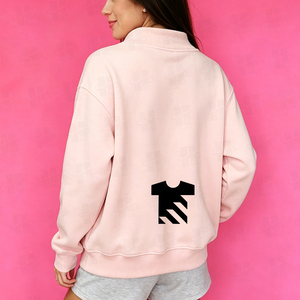 Sudadera de cuello alto ancho de algodón de moda al por mayor OEM sin capucha, con logo personalizado, oversize, para mujer, en blanco, color rosa - Product Image 4