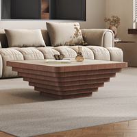 Vintage Minimalistischer Langlebiger Eleganter Brauner Holz Quadratischer Couchtisch Wohnzimmermöbel