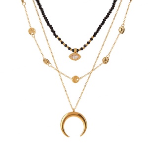 Collar de Moda para Mujer, Chapado en Oro de 18K, Acero Inoxidable, Collar con Colgante de Luna - Product Image 1