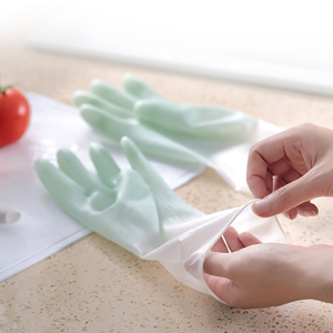 Gants de lavage transparents bicolores pour femmes, en PVC, caoutchouc de cuisine, latex, imperméables, pour le linge et les travaux ménagers, pour un usage quotidien - Product Image 4