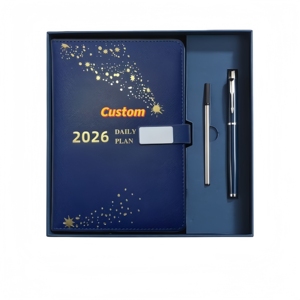 Regalo promocional de regalo de negocios A5 Cuaderno de cuero PU con cierre de botón magnético Agenda personalizada Planificador Diario de oficina 2026 - Product Image 5