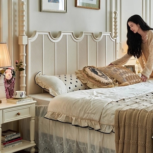 <span class=keywords><strong>Lit</strong></span> <span class=keywords><strong>double</strong></span> de 1,80 m en bois massif blanc crème avec <span class=keywords><strong>rangement</strong></span>, style antique, pour chambre principale - Product Image 5