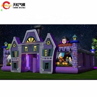 Labyrinthe hanté gonflable 9x9m en tissu Oxford violet avec impression fantôme, portable, pour usage commercial extérieur
