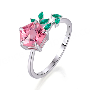 OEM ODM 18K 14K 10K Or blanc, saphir rose de laboratoire de forme pentagone, pierres précieuses de forme marquise et émeraude de laboratoire, bagues pour femmes - Product Image 2