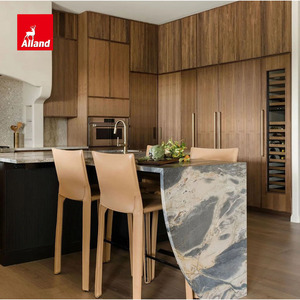 Armoires de cuisine hautes à 3 portes Alland Rustic en placage de <span class=keywords><strong>bambou</strong></span> véritable, meuble de rangement pour rénovation de garde-manger, idées de design pour hôtels - Product Image 2