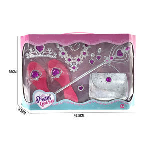 Ensemble de jeu de déguisement pour filles : Couronne, collier, bague, boucles d'oreilles, chaussures, sac à main, baguette magique, bijoux de princesse à la mode - Product Image 4