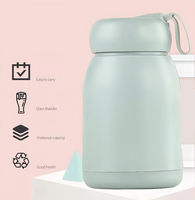 Bouteille d'eau en verre double paroi 320 ml motif lapin mignon, personnalisable avec logo, pour enfants, avec étui en silicone et corde – Meilleure vente